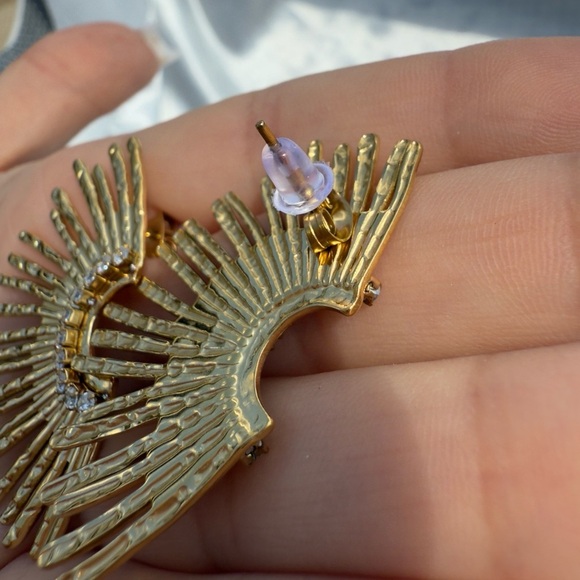 Zara Gold Starburst Large Stud Earrings - Picture 7 of 10